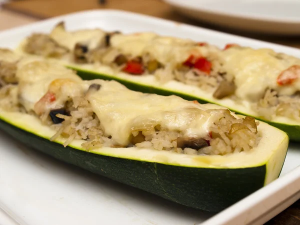 Zucchini stuffed with rice — Stock Photo, Image