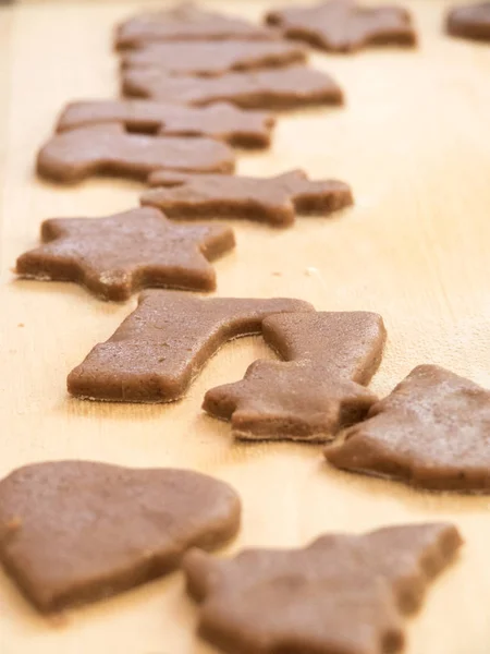 Crudo Navidad Pan Jengibre Mientras Que Hace — Foto de Stock