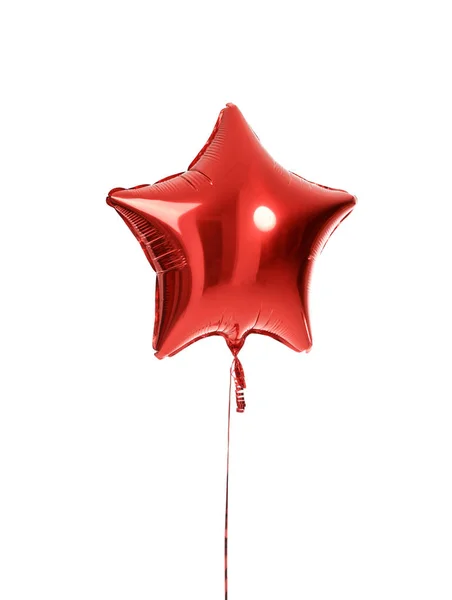 Einzelner roter großer Stern metallischer Ballon Objekt zum Geburtstag i — Stockfoto