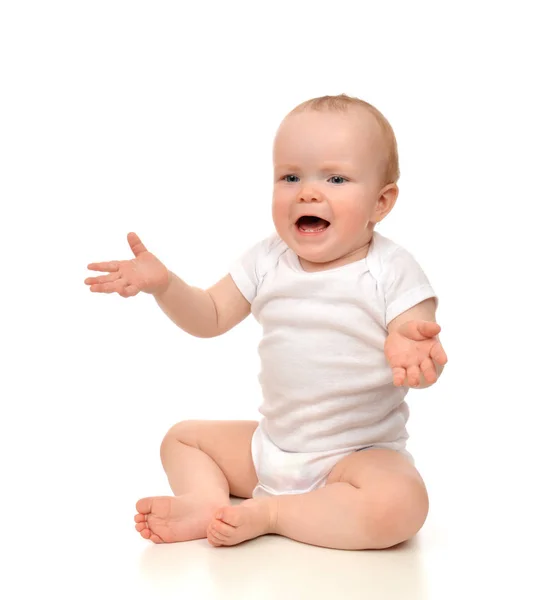 Niño bebé niña niño sorprendido triste llorando gritando manos extendidas — Foto de Stock