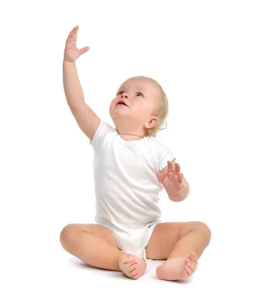 Infant child baby toddler sitting hands up — Stock Photo, Image
