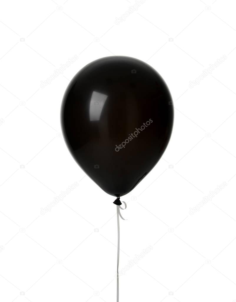 Single big black latex balloon for birthday isolated on a white background