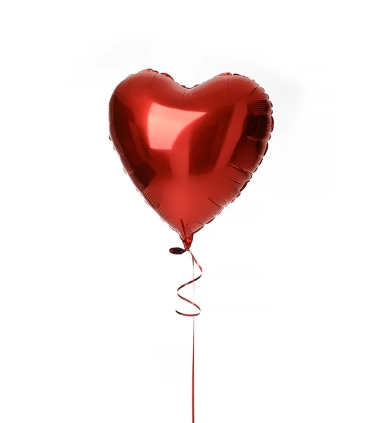 Egyetlen nagy piros szív léggömb object elszigetelt szülinapi — Stock Fotó