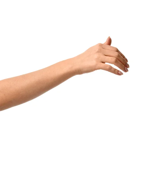 Όμορφο γυναικείο χέρι με γαλλικό μανικιούρ νύχια — Φωτογραφία Αρχείου