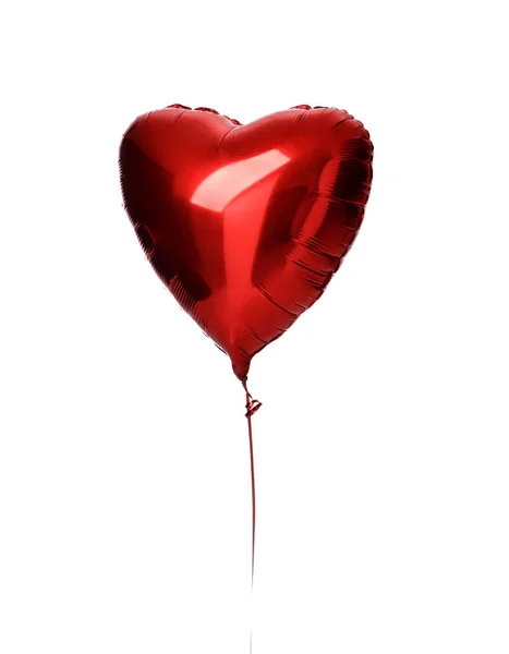 Un solo gran objeto globo corazón rojo para cumpleaños aislado — Foto de Stock