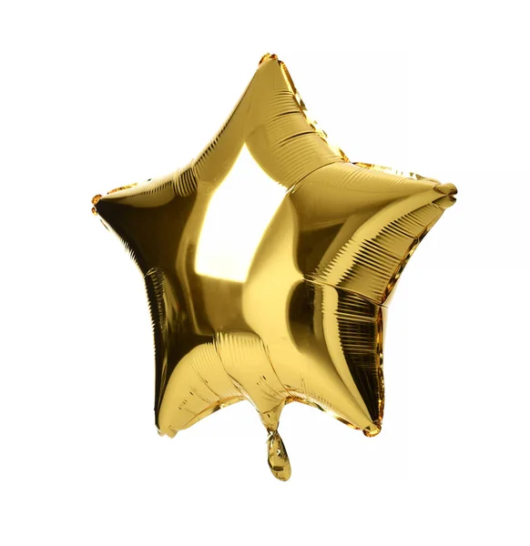 Single big gold star balloon object for birthday  party — Stock Photo, Image