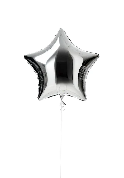 Single big silver star balloon object  for birthday  party — Stock Photo, Image