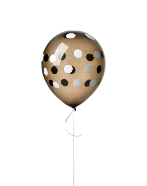 Singolo grande palloncino di lattice punteggiato nero per il compleanno isolato — Foto Stock