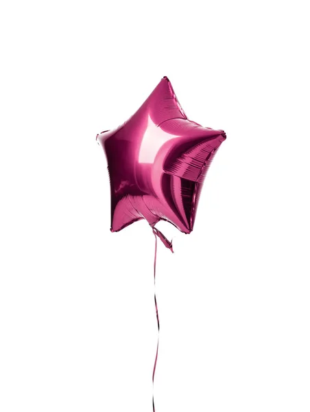 Single light purple metallic star balloon object for birthday party isolated on a white — Stock Photo, Image