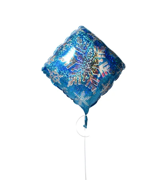 Blue Snowflake balloon object for birthday or new year Christmas celebration party isolated on white — Stock Photo, Image