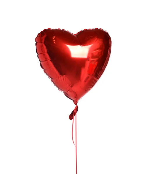 Pojedyncze czerwone serce obiektu balon urodziny lub Walentynki na białym tle — Zdjęcie stockowe