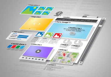 Web sitesi tasarımı ve geliştirme projesi. Kavramsal görüntü.