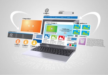 Web sitesi tasarımı ve geliştirme projesi. Kavramsal görüntü.