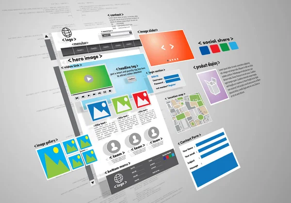 Witryny sieci Web design i rozwoju projektu. Obraz koncepcyjny. — Zdjęcie stockowe