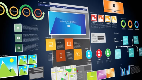 Projeto de design e desenvolvimento de sites — Fotografia de Stock