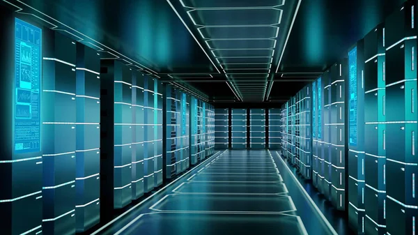 Internet Server room lub koncepcja super komputera — Zdjęcie stockowe