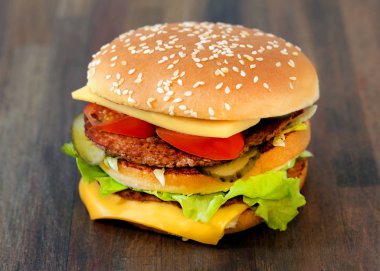Lezzetli hamburger etli fotoğrafı