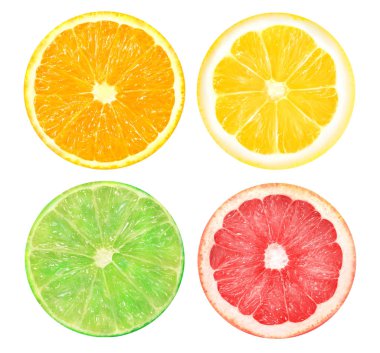 Turuncu, Pembe greyfurt, limon ve limon dilimleri