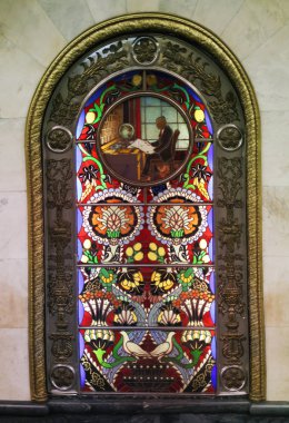 Güzel çok renkli cam mozaik yakından çekilmiş.