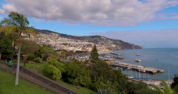 Funchal Madeira Island Portugal Aerial View Funchal City Atlantic Ocean — Stock Video