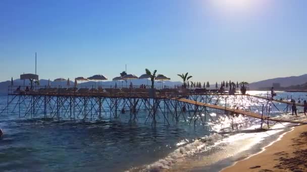 Cannes Frankrijk Strandseizoen Aan Franse Rivièra Blauw Water Lucht Zonlicht — Stockvideo