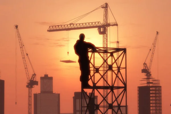 Silhouette of a worker — Stock Photo, Image