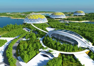 Oturma alanı, 3d render.