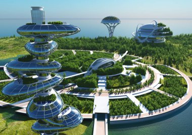 Oturma alanı, 3d render.