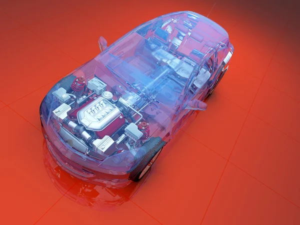 Transparent modell cars.3d render — Stockfoto