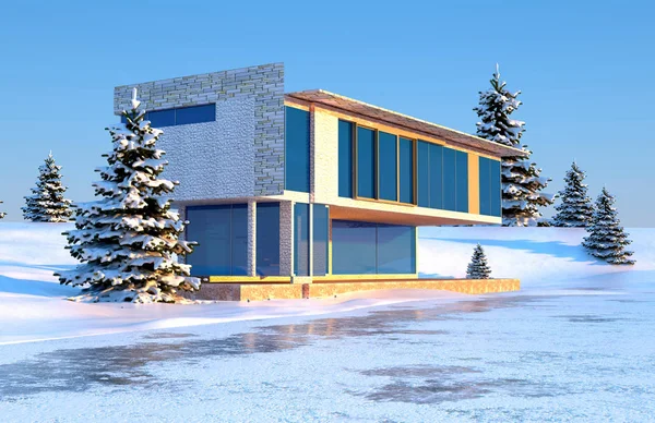 Chalet moderne, rendu 3d — Photo