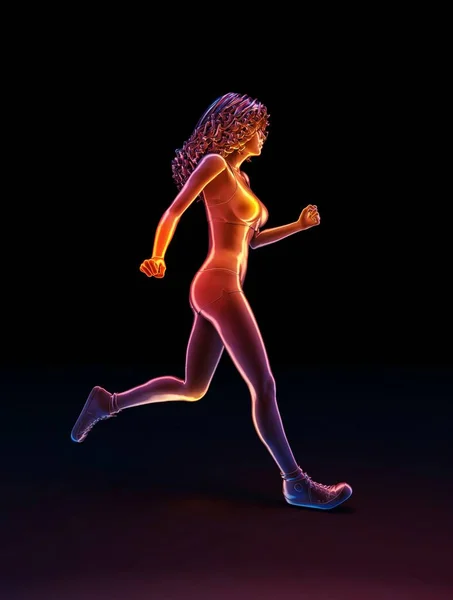 The girl is running. — Stock Photo, Image