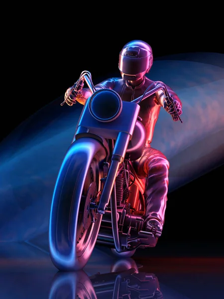 Motorradfahrer, 3D-Darstellung — Stockfoto