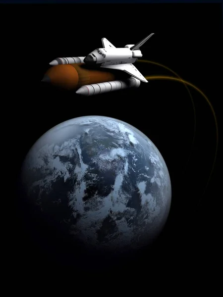 Космический транспорт в космосе — стоковое фото