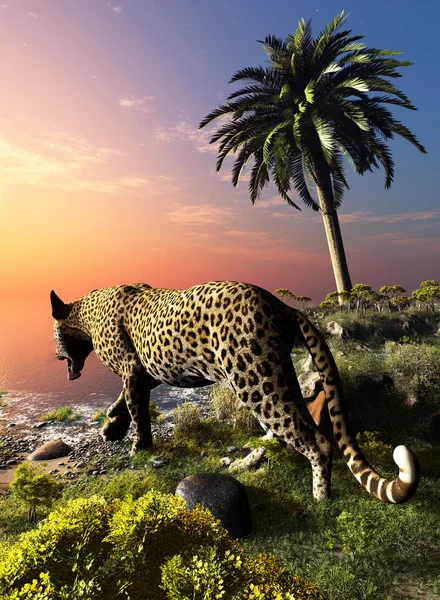 Leopardo, renderização 3d — Fotografia de Stock