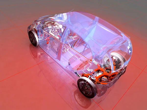 유리 auto., 3d 렌더링 — 스톡 사진