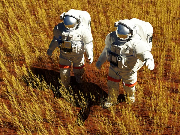 Dwa astronauts3d renderowania — Zdjęcie stockowe