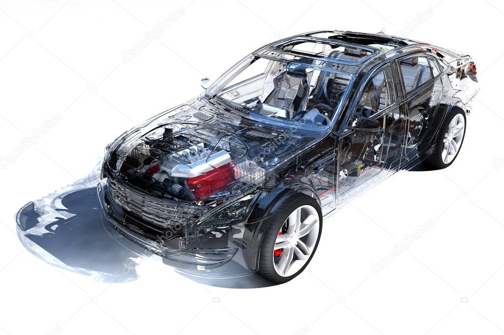 Transparent model cars.