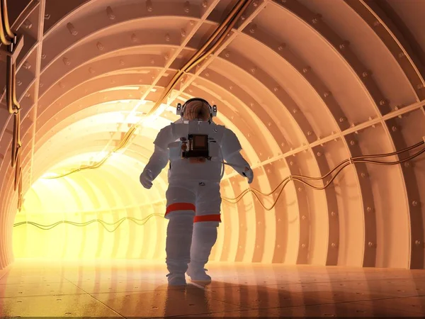 Astronauta nos túneis — Fotografia de Stock