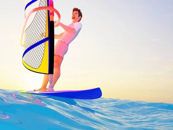 Windsurfen. ,3d rendern — Stockfoto