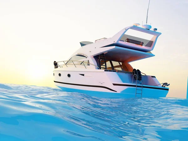 Modern yacht, 3d render — Stock Fotó