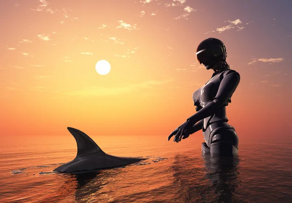 Robot in the sea. — Stock Photo, Image