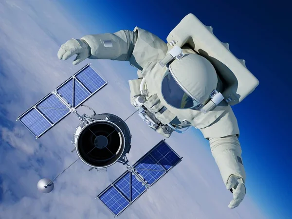 Ο αστροναύτης, 3d καθιστούν — Φωτογραφία Αρχείου