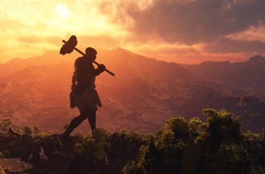  İlkel adam, 3d render