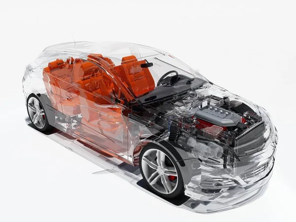 Transparentní model auta. — Stock fotografie