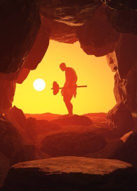  İlkel insan .3d render