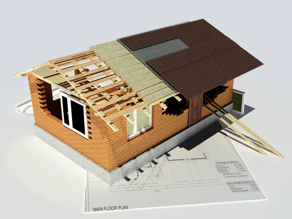 Modelo house.3d render — Foto de Stock