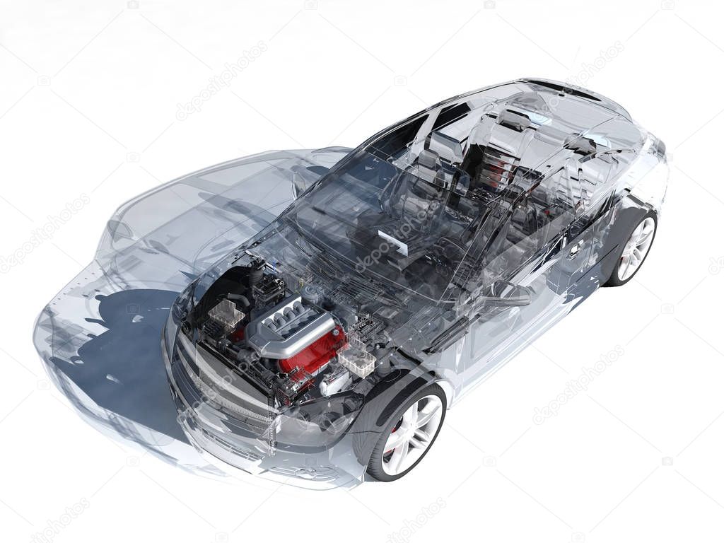 Transparent model cars.