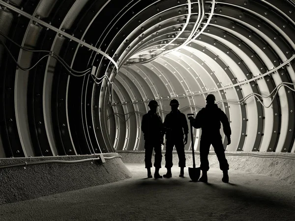 Trabajadores en la mina, 3d rendir — Foto de Stock