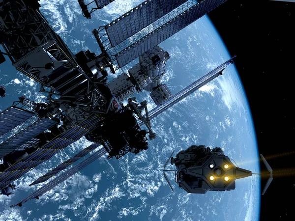 宇宙ステーション 3次元レンダリング — ストック写真