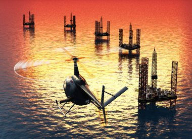 Helikopter denizin üstünde..